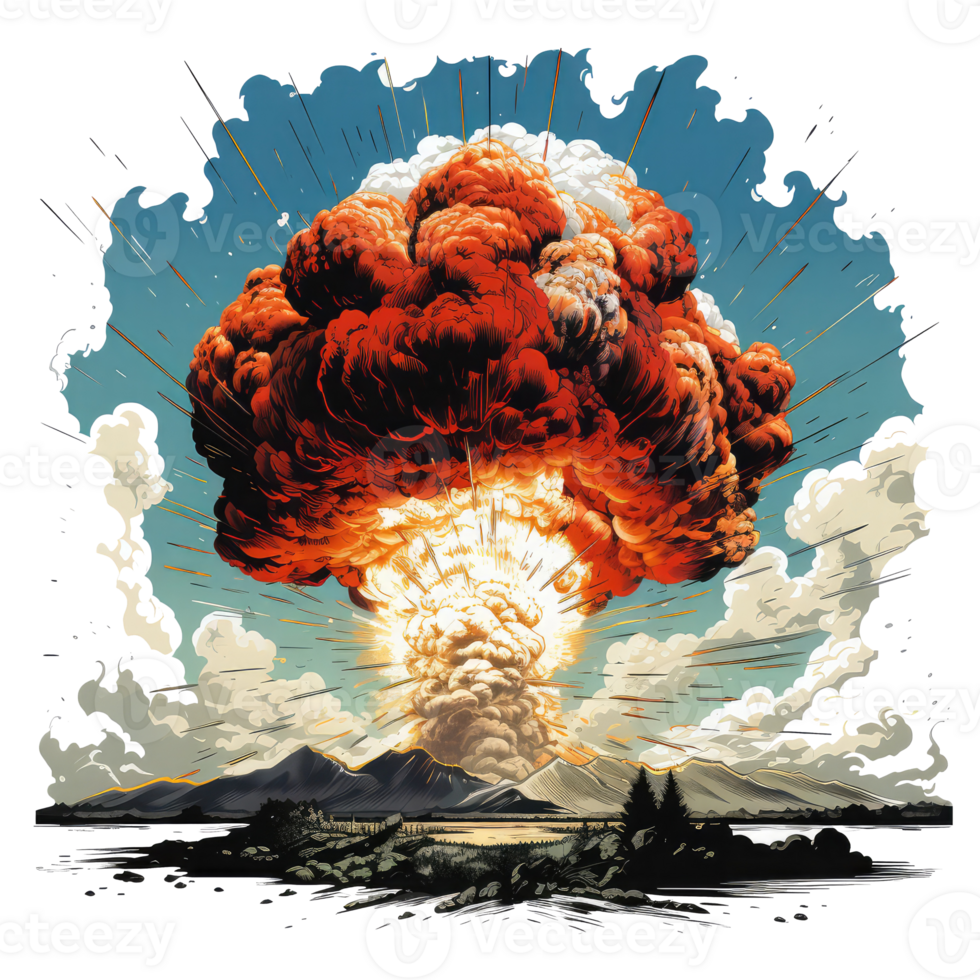Atomic bomb explosion, mushroom cloud . AI Generated png