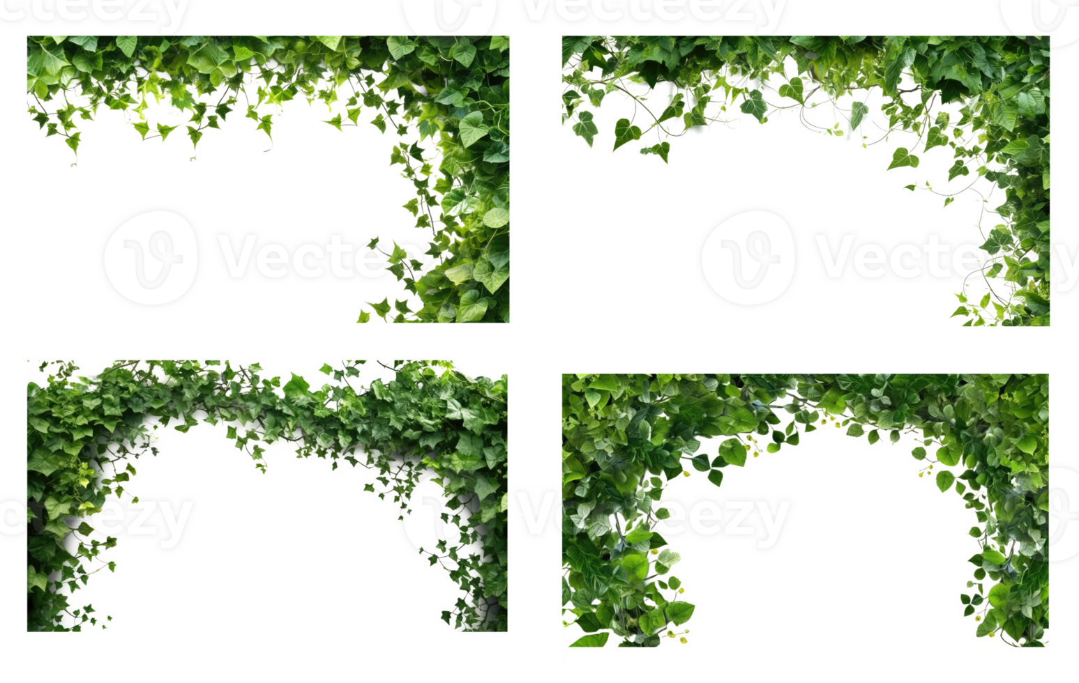 frodig grön murgröna vinstockar formning en hörn ram . ai genererad png