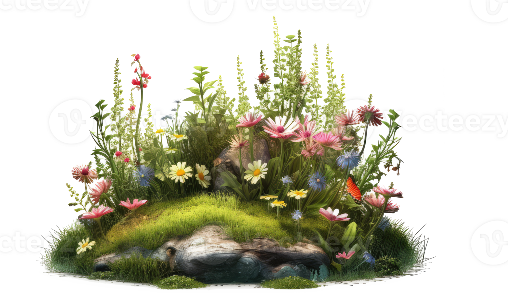 land with grass and flowers . AI Generated png