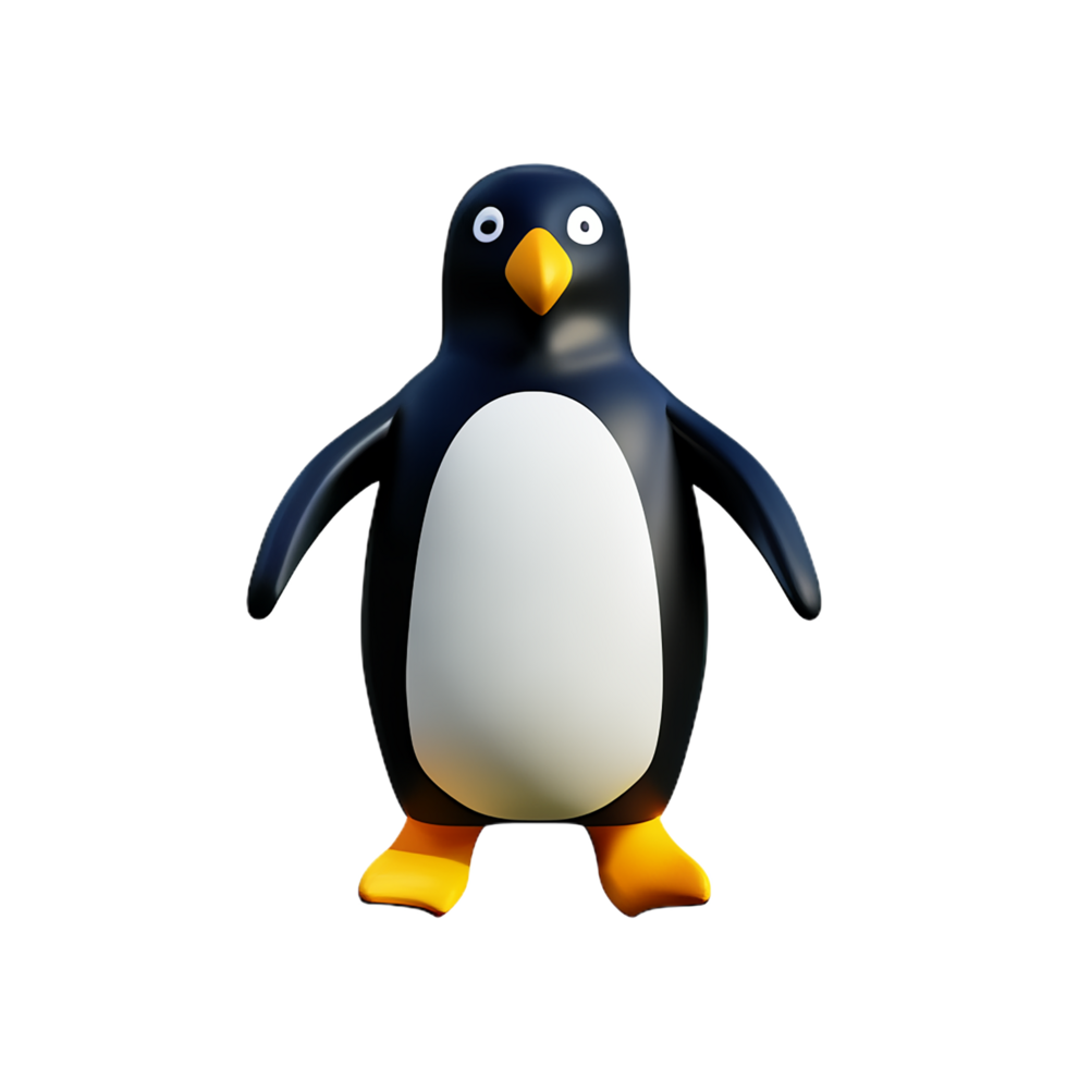 penguin 3d rendering icon illustration png