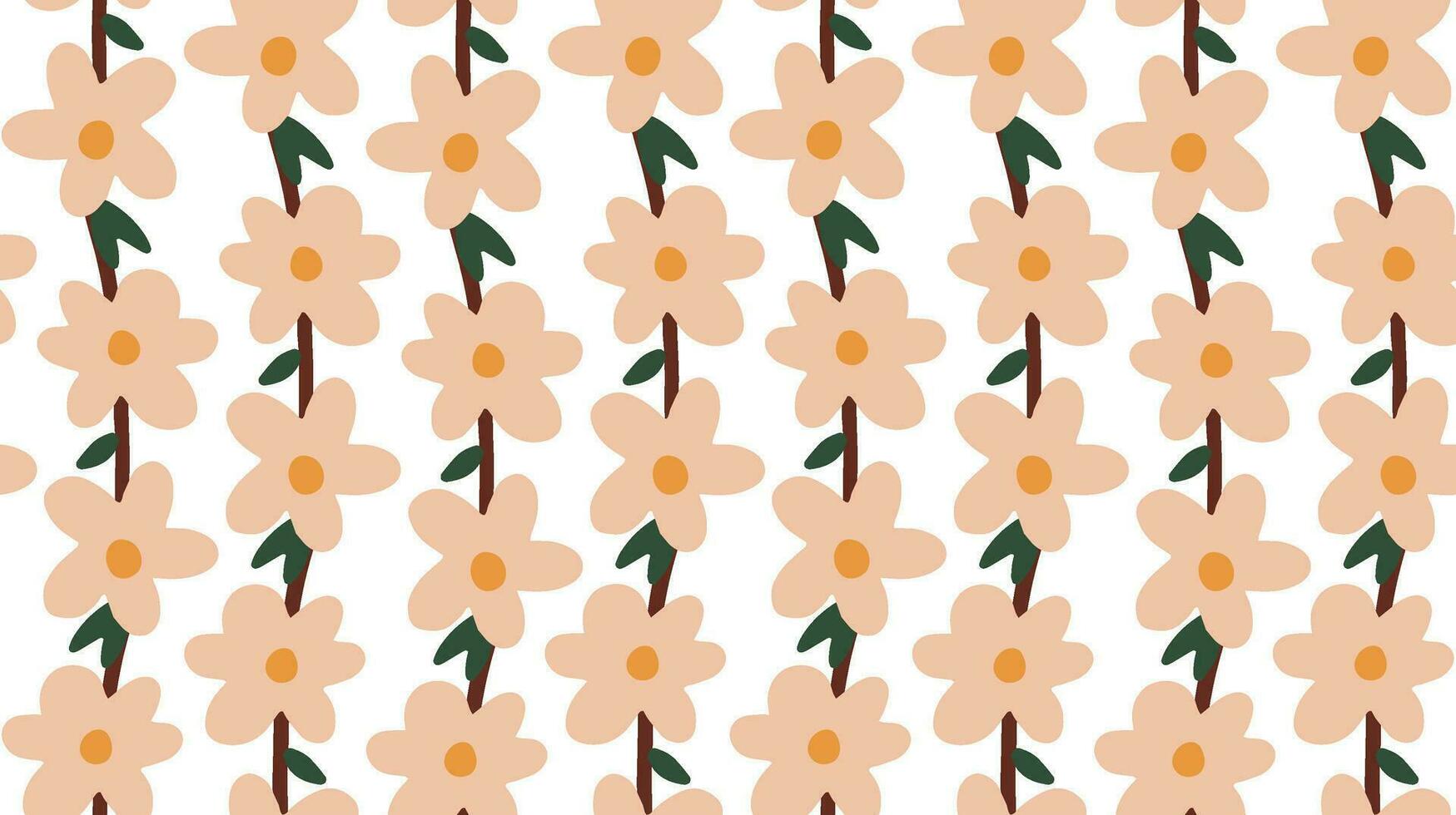 Seamless pattern of branches with peach flowers. Vector illustration of blossom.