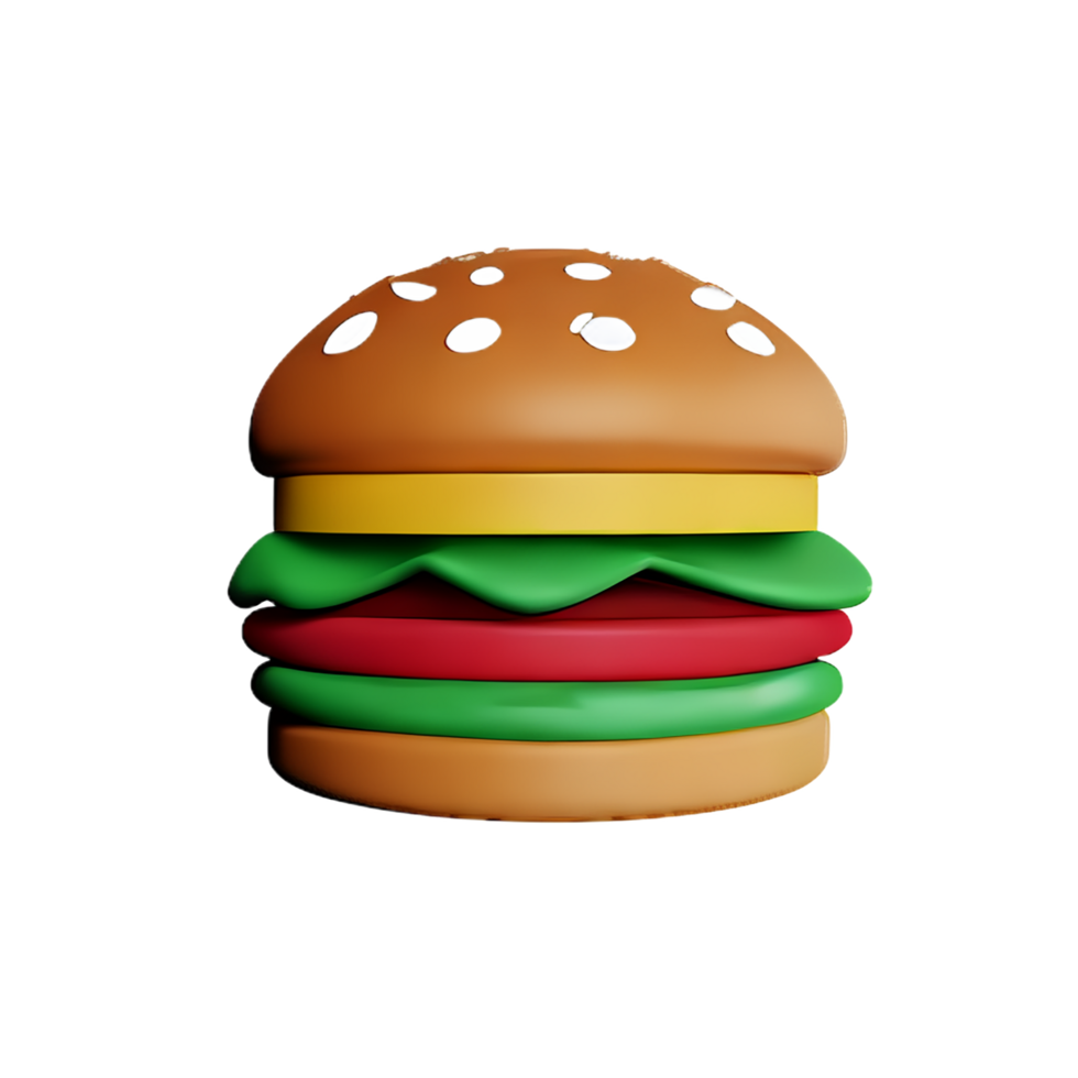 hamburger 3d rendering icon illustration png