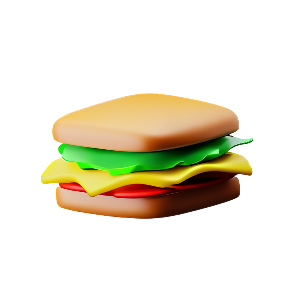 sandwich 3d rendering icon illustration png