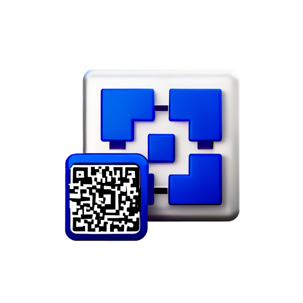 qr código 3d representación icono ilustración png