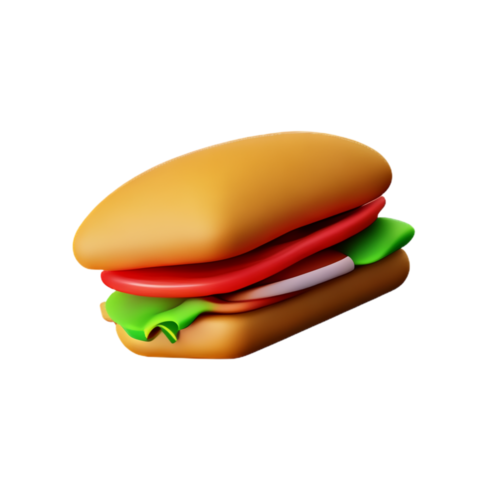 sandwich 3d rendering icon illustration png