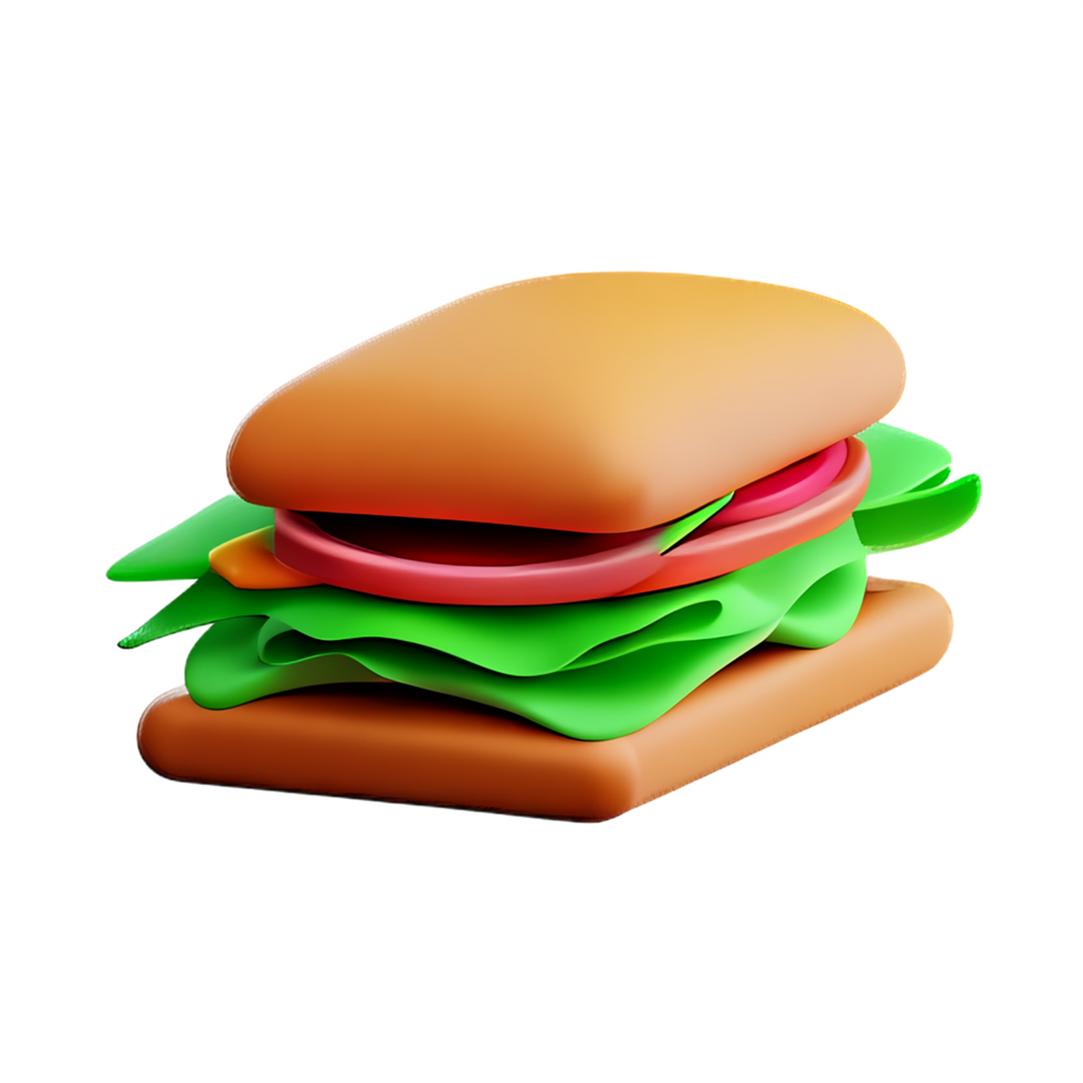 sandwich 3d rendering icon illustration png