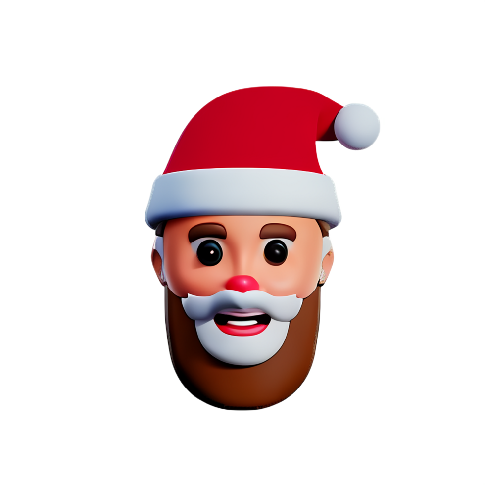 santa claus face 3d rendering icon illustration png