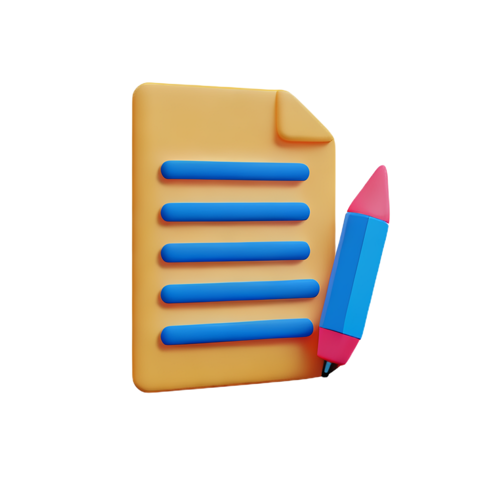 document 3d rendering icon illustration png