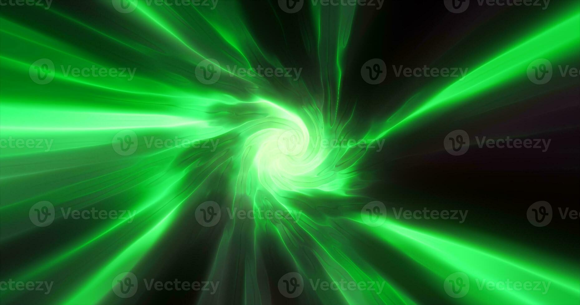 Green hypertunnel spinning speed space tunnel made of twisted swirling energy magic glowing light lines abstract background photo