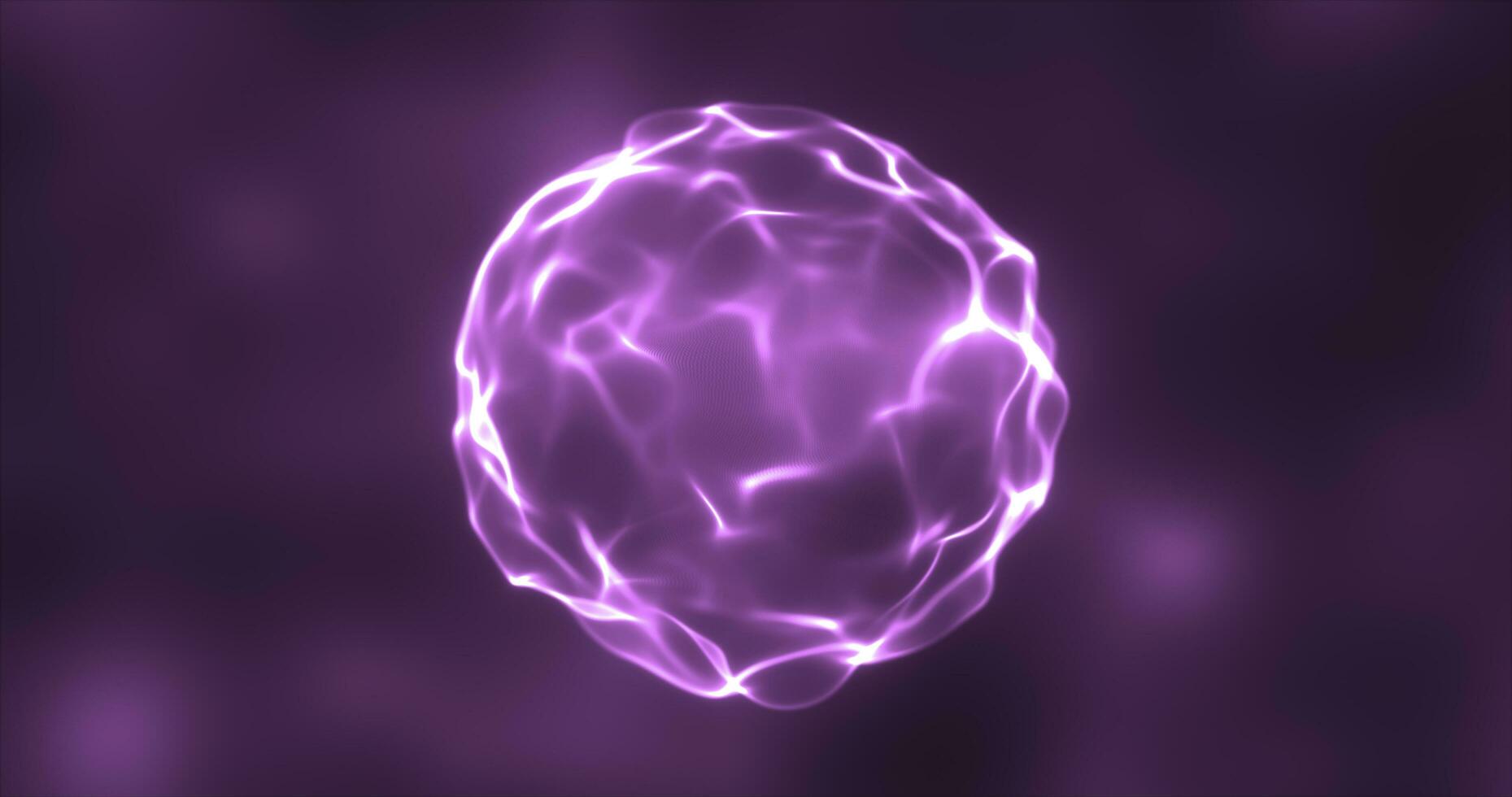 Abstract purple energy round sphere glowing with particle waves hi-tech digital magic abstract background photo