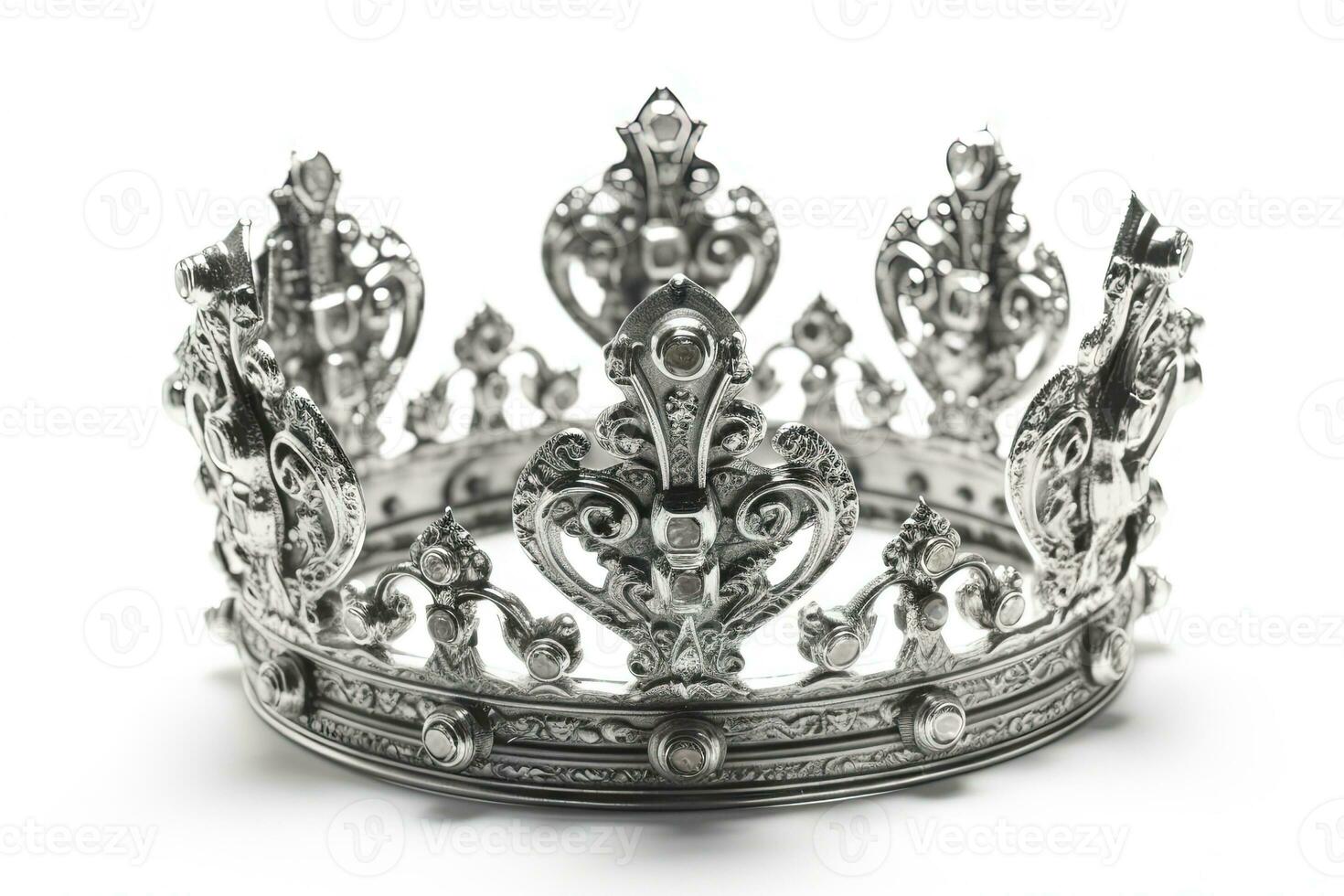 Beautuful shiny crown with medieval ornament and jeewelry. Ancient king or quenn crown. Generated AI. photo