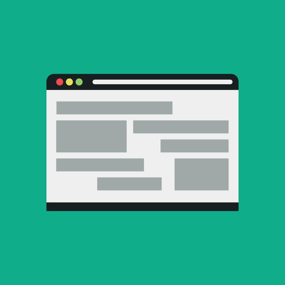 Computer screen with content. Simple vector design