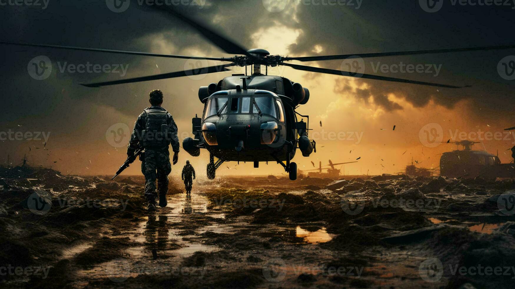 Military combat helicopter for war, aviation for combat operations photo