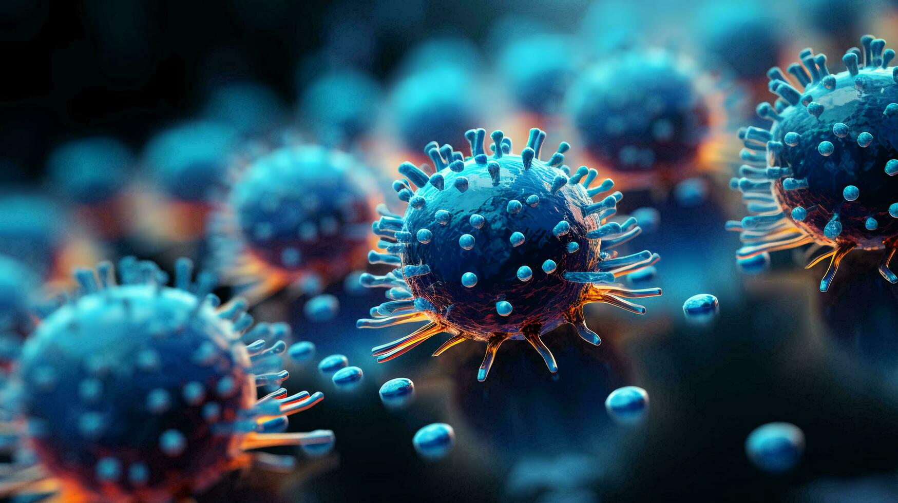 Close up under a microscope view of abstract viruses background photo