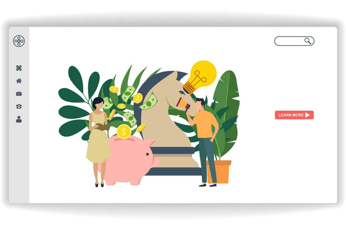 Two people are arranging investment planning. website page Investment Planning. Modern flat design concept of web page design for website and mobile website vector