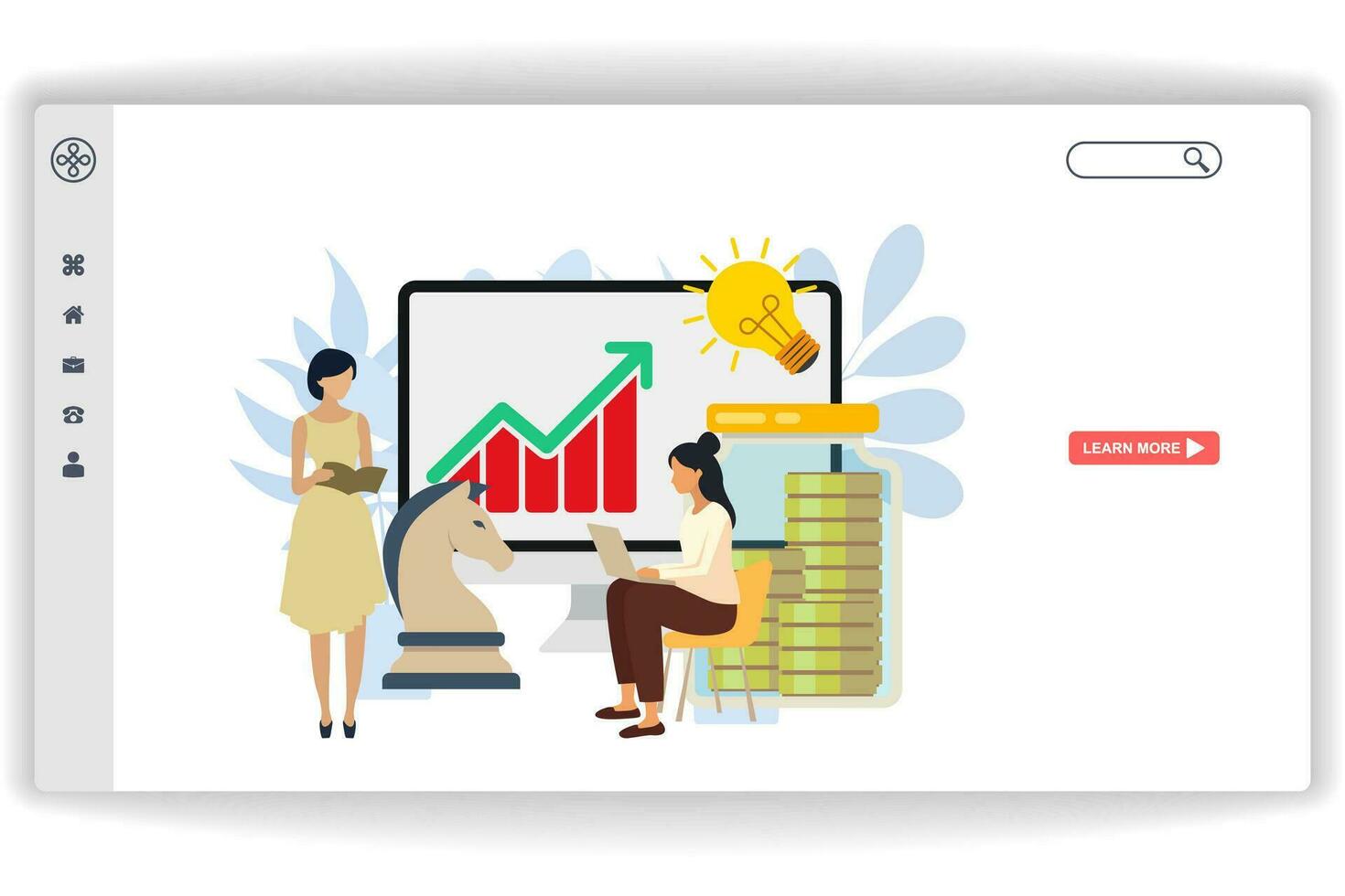 Two women looking for financial solutions. website page Financial Solution. Modern flat design concept of web page design for website and mobile website vector