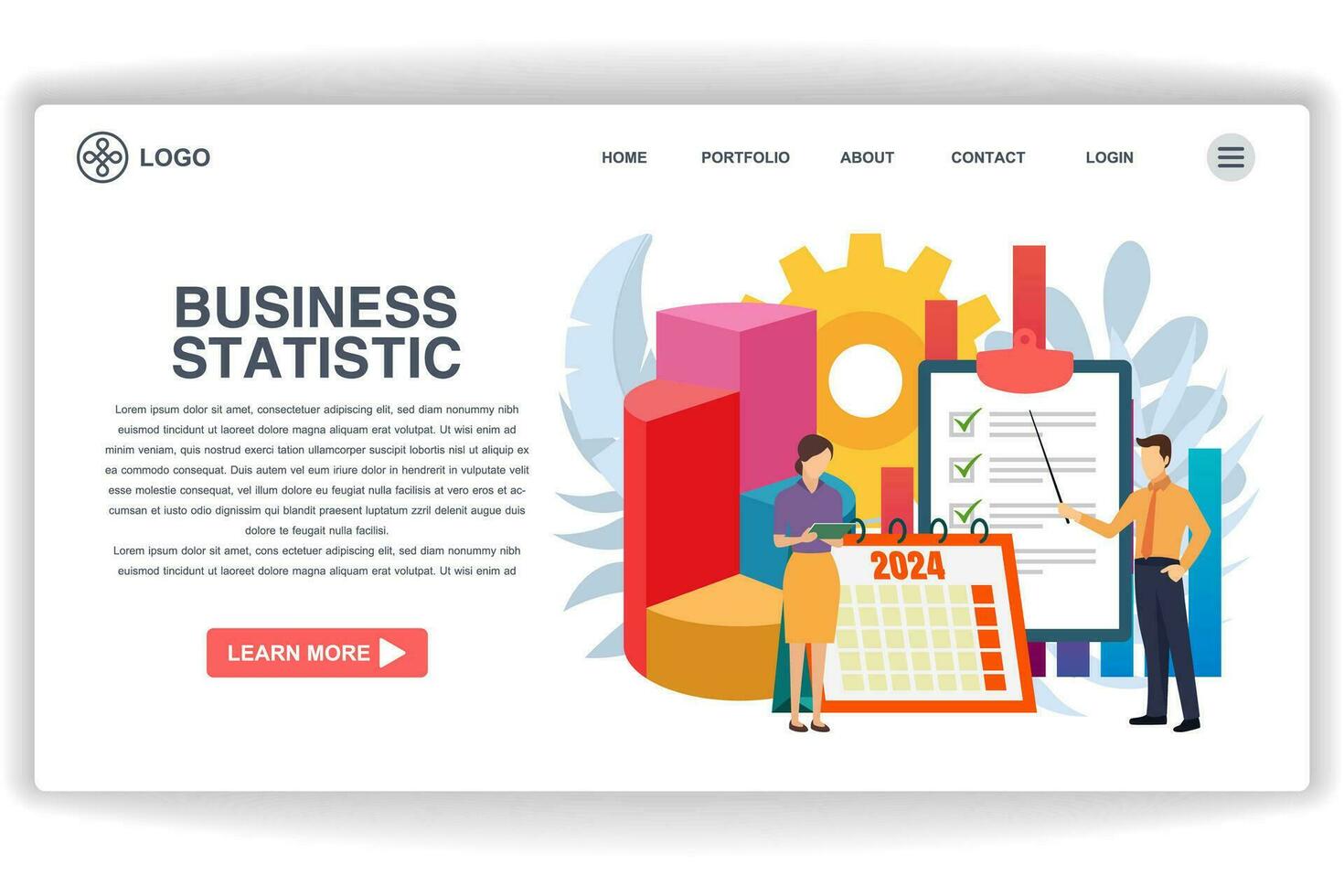 woman holding documents. website page Business statistic. Modern flat design concept of web page design for website and mobile website vector