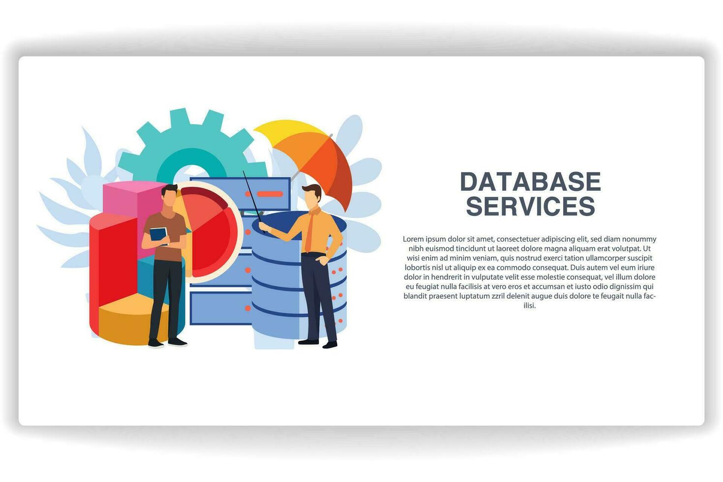 A man is understanding the database. website page Database Services ...
