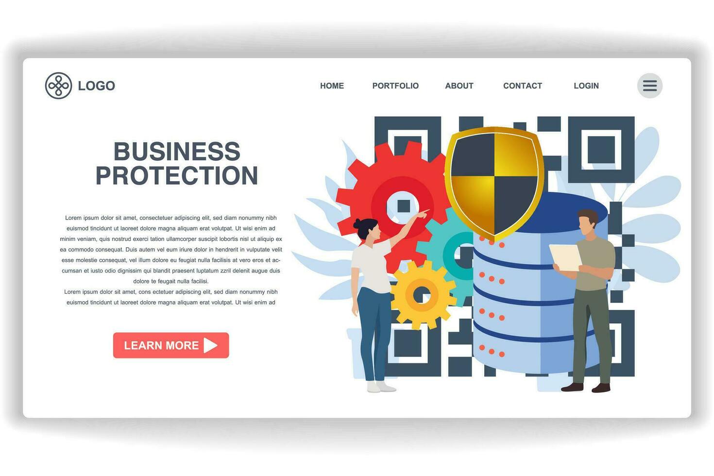 A man observing business protection. website page Business Protection. Modern flat design concept of web page design for website and mobile website vector