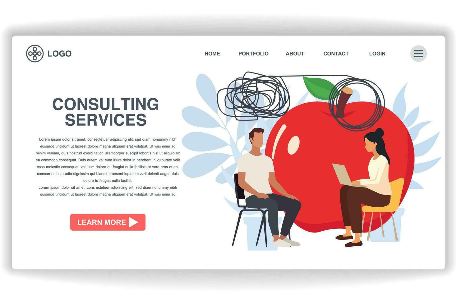 A woman solves a problem . website page Consulting Services. Modern flat design concept of web page design for website and mobile website vector