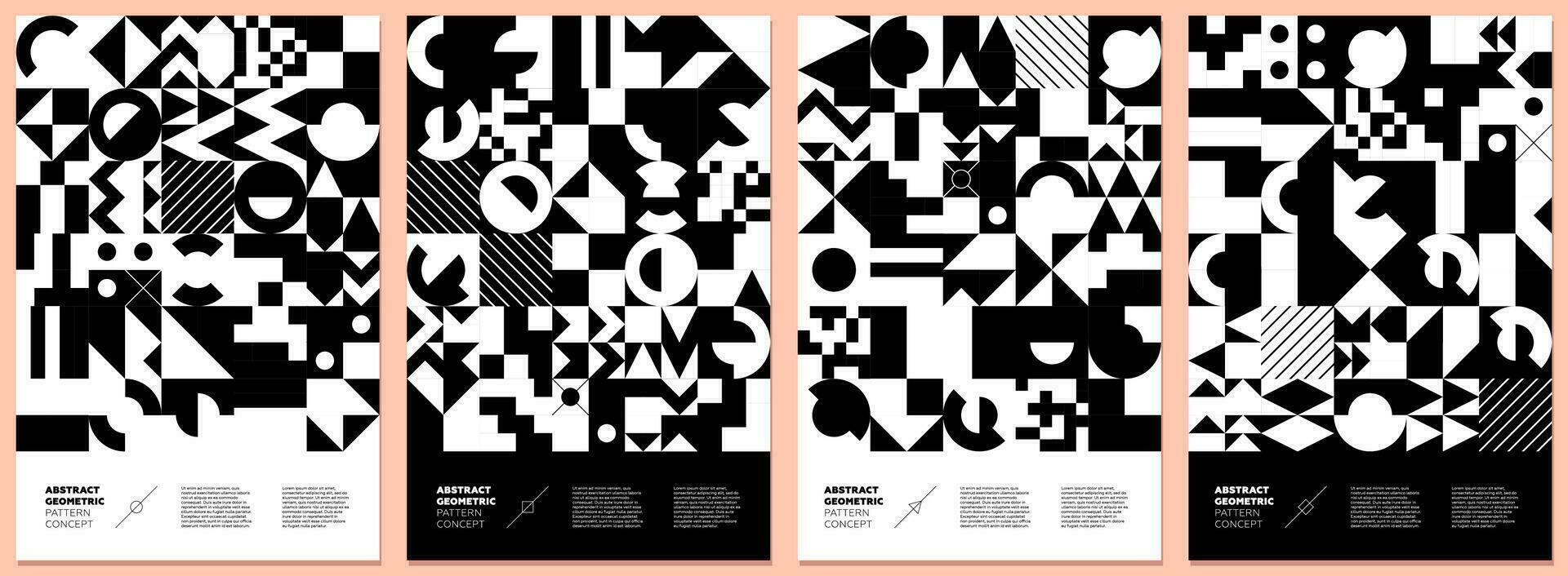 Abstract geometric bauhaus style shapes collage poster. Memphis elements background. Modern trendy brutalism forms placard. Retro brutalist monochrome graphic cover. Vintage postmodern y2k art print vector