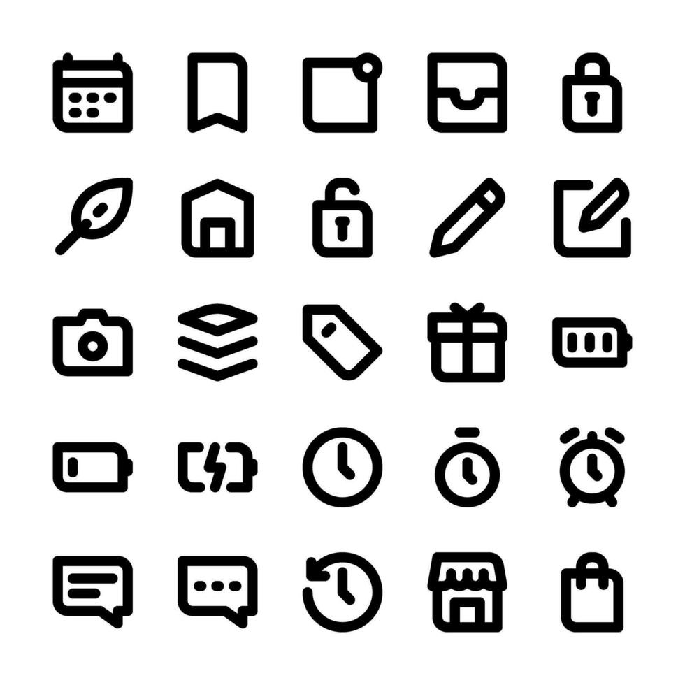 Essential UI icons, in line style for any purposes, including business, applications, web, music, multimedia, and others. vector