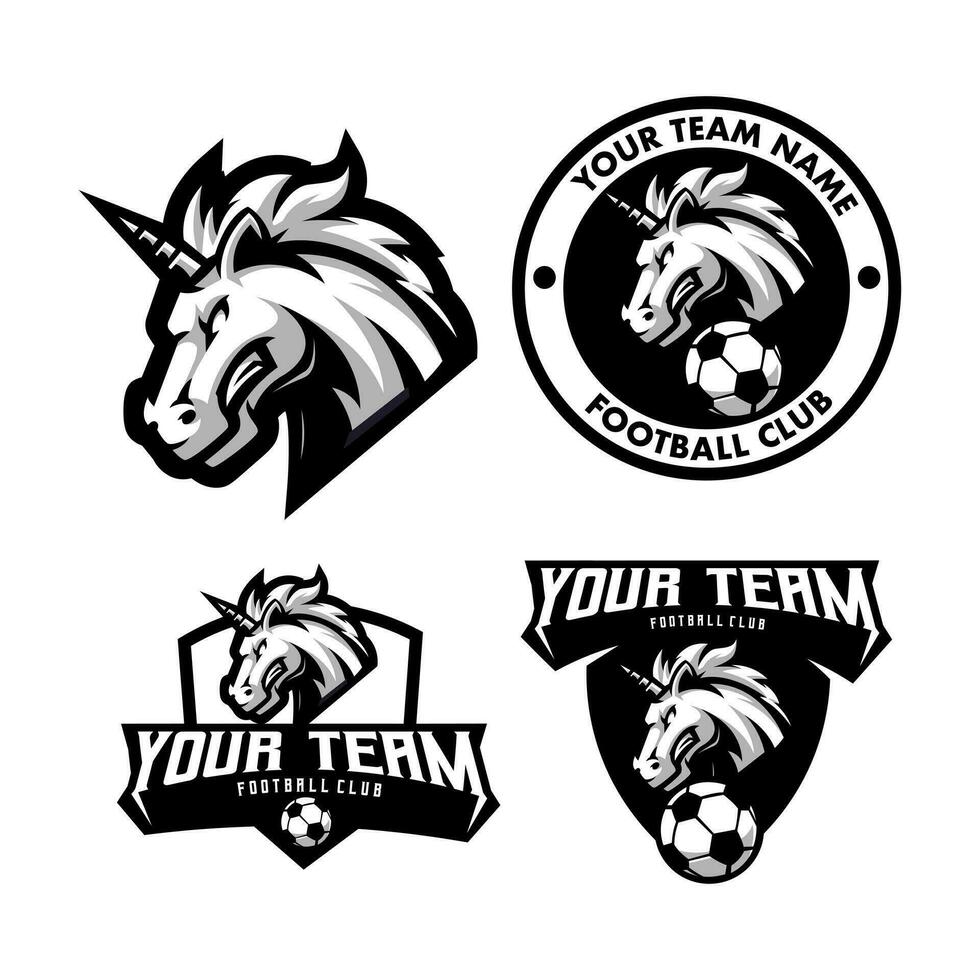 unicornio fútbol logo vector