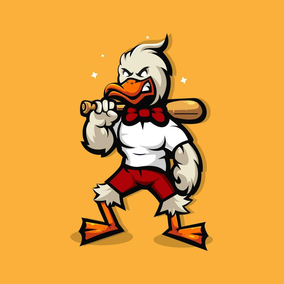 Duck Baseball Sport Mascot Cartoon vector