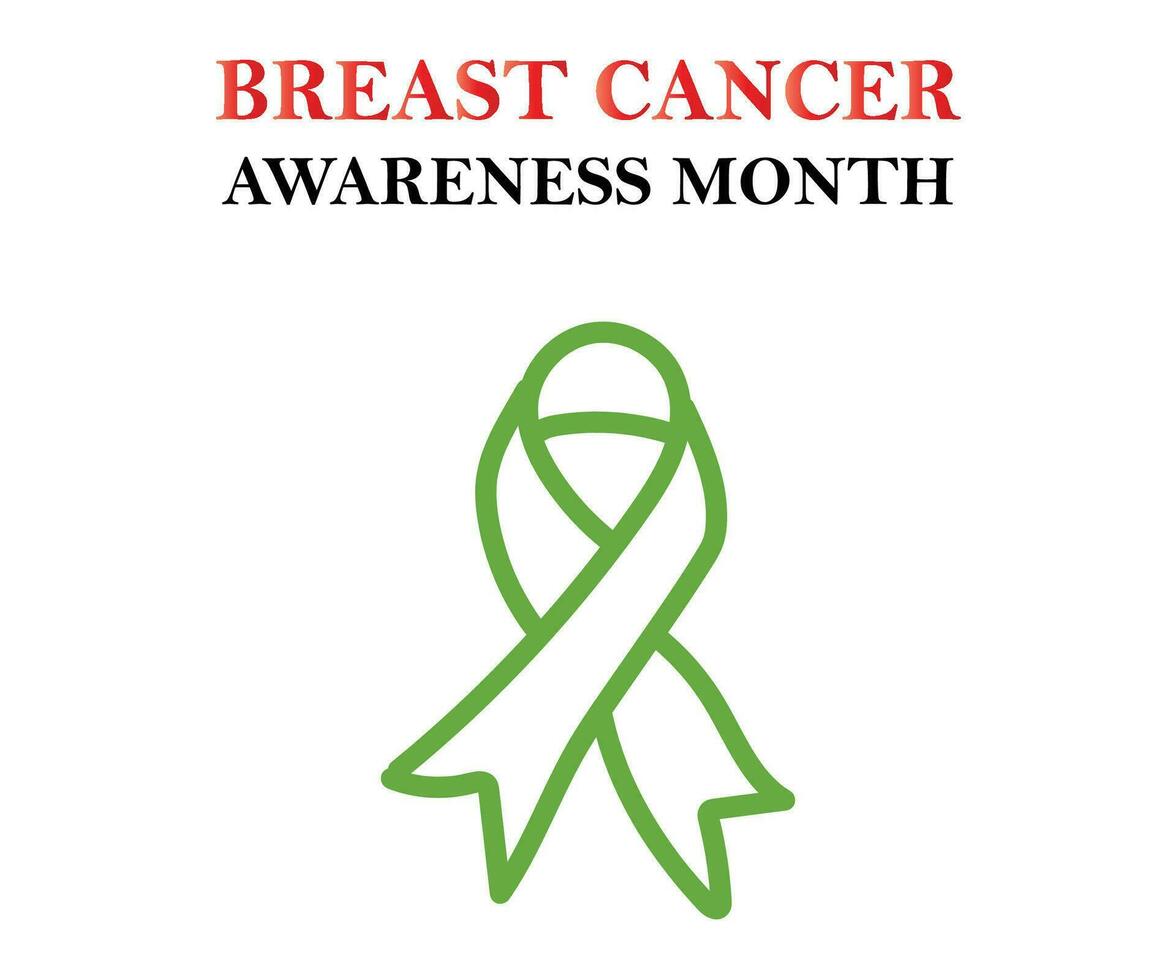 Ribbon with light green color Breast Cancer Awareness Month of October with Vector illustration