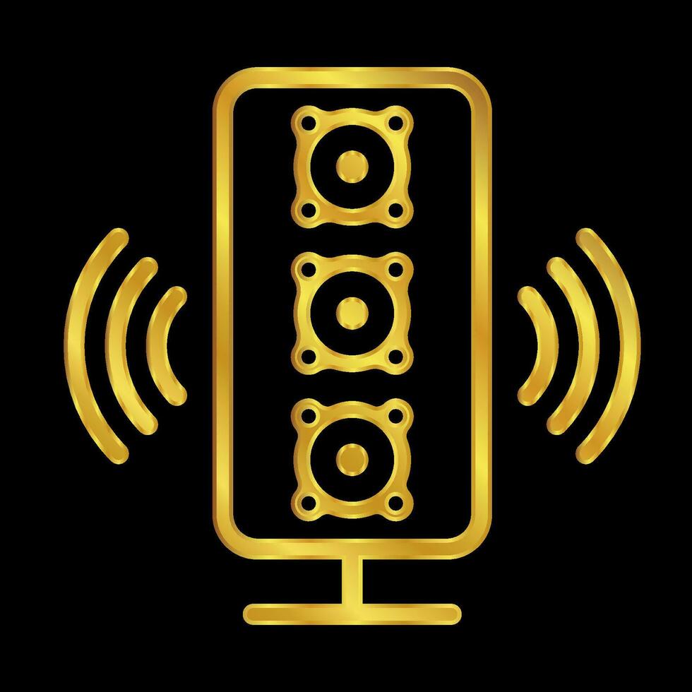 gold colored column speaker icon vector