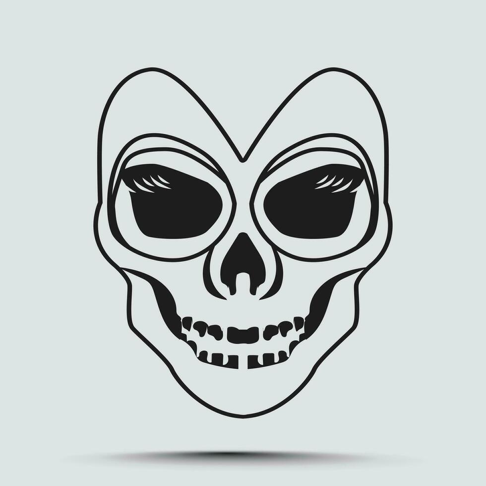 Black and white horror death skull head vector