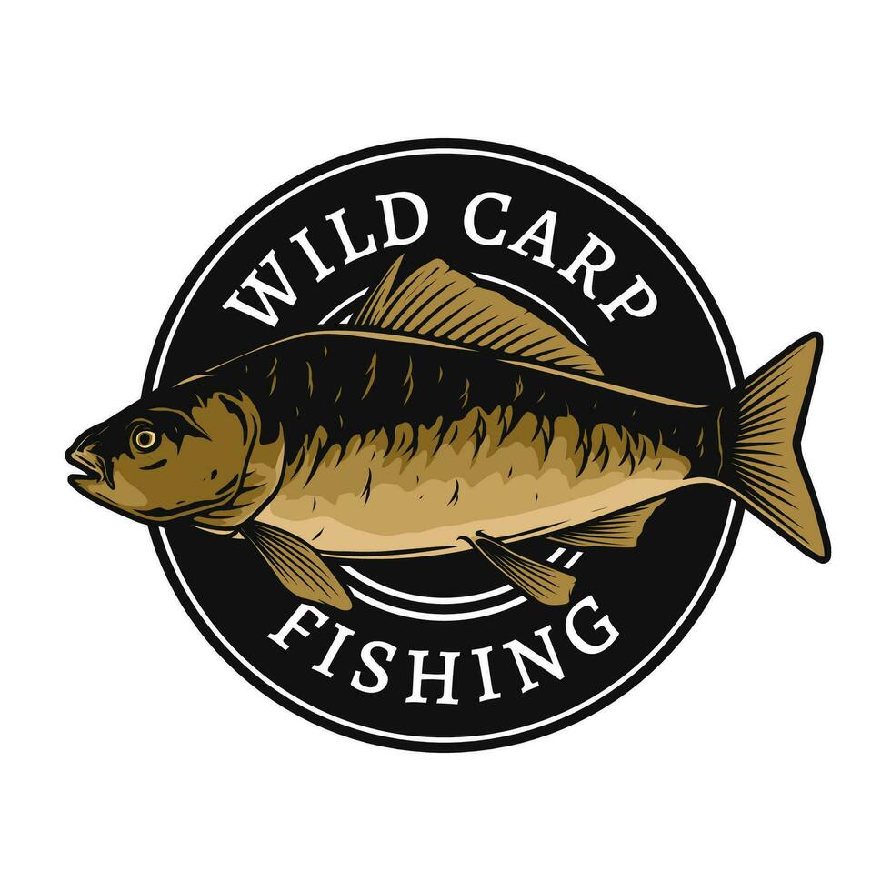 wild carp fishing badge logo template vector