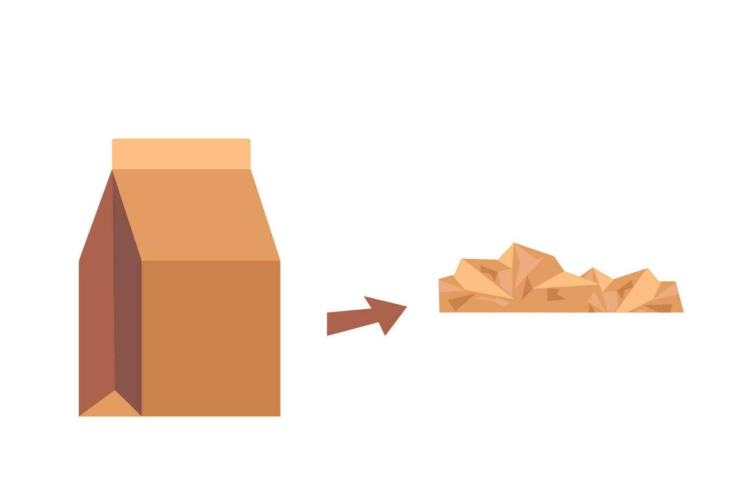 Paper bags. New and wrinkled. Package. Paper trash. Garbage recycle concept. Vector illustration.