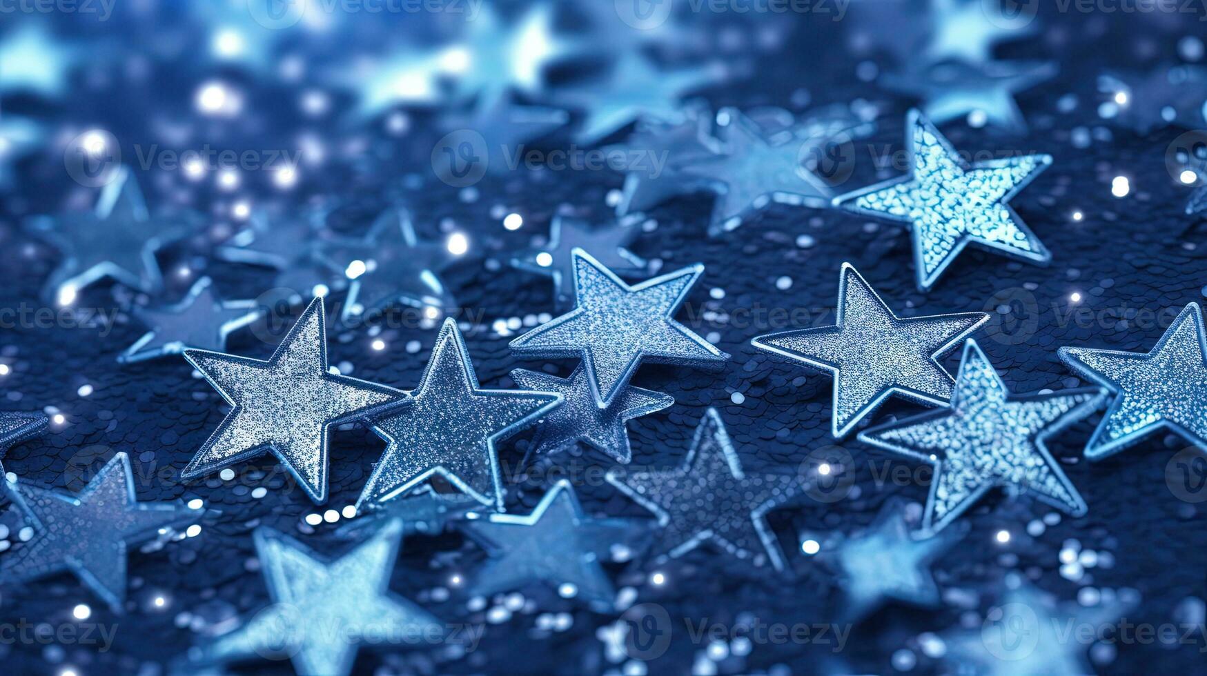 Abstract shiny background with blue glitter. Scattered confetti sparkles with light blue pastel color. Generated AI. photo