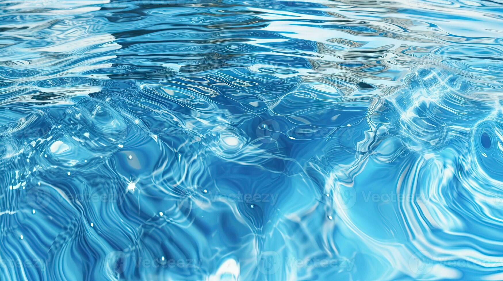 Ripples on the blue pool water. Shiny waves of clean pool water. Generated AI. photo