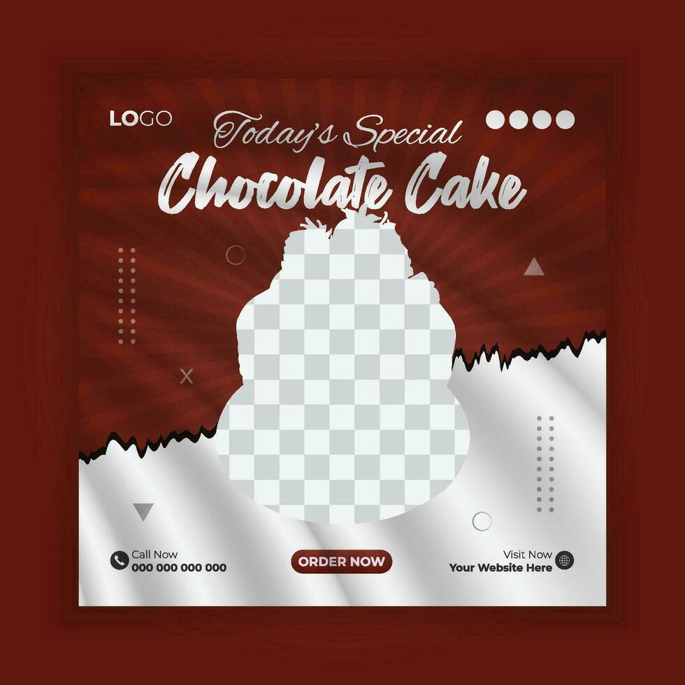 Chocolate cake social media post design template vector