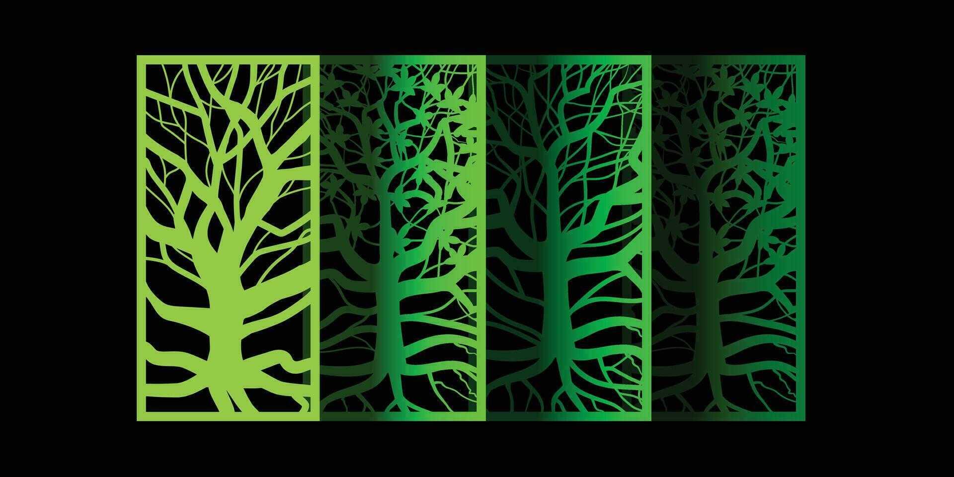 CNC laser cutting design natural tree concept vector