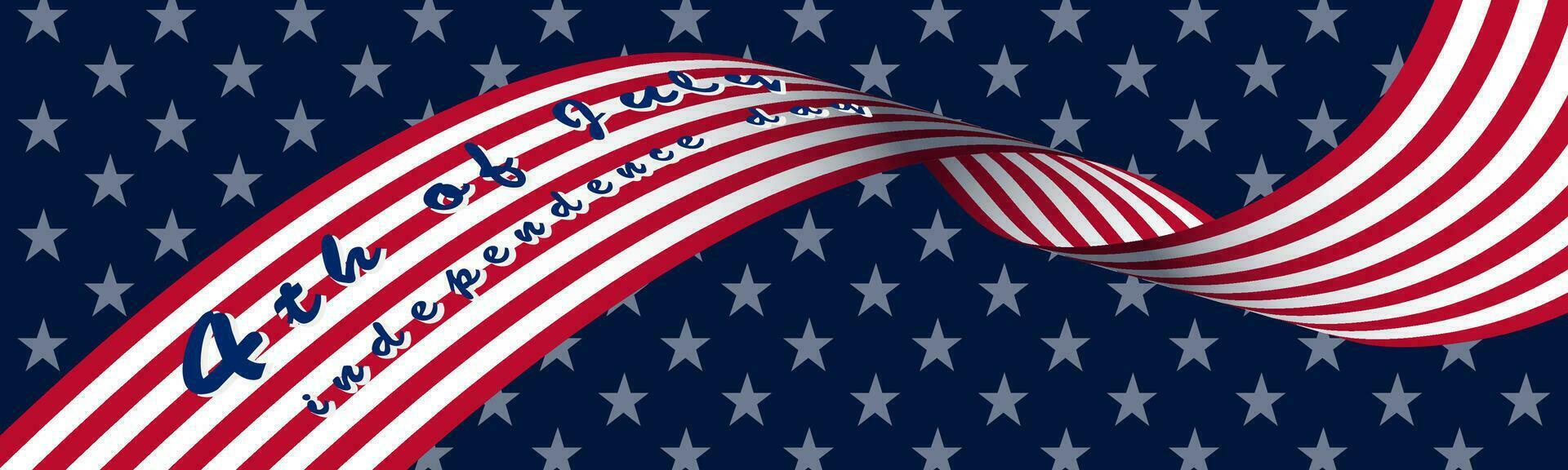american flag ribbon banner and lettering 4 of july independence day vector