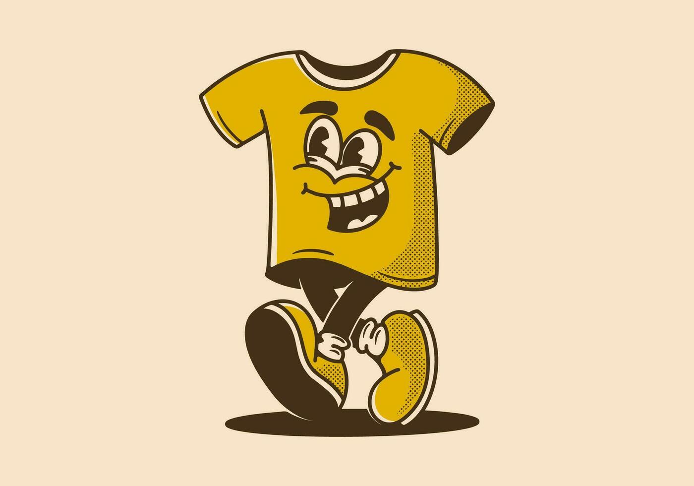 Mascot character illustration of walking t-shirt vector