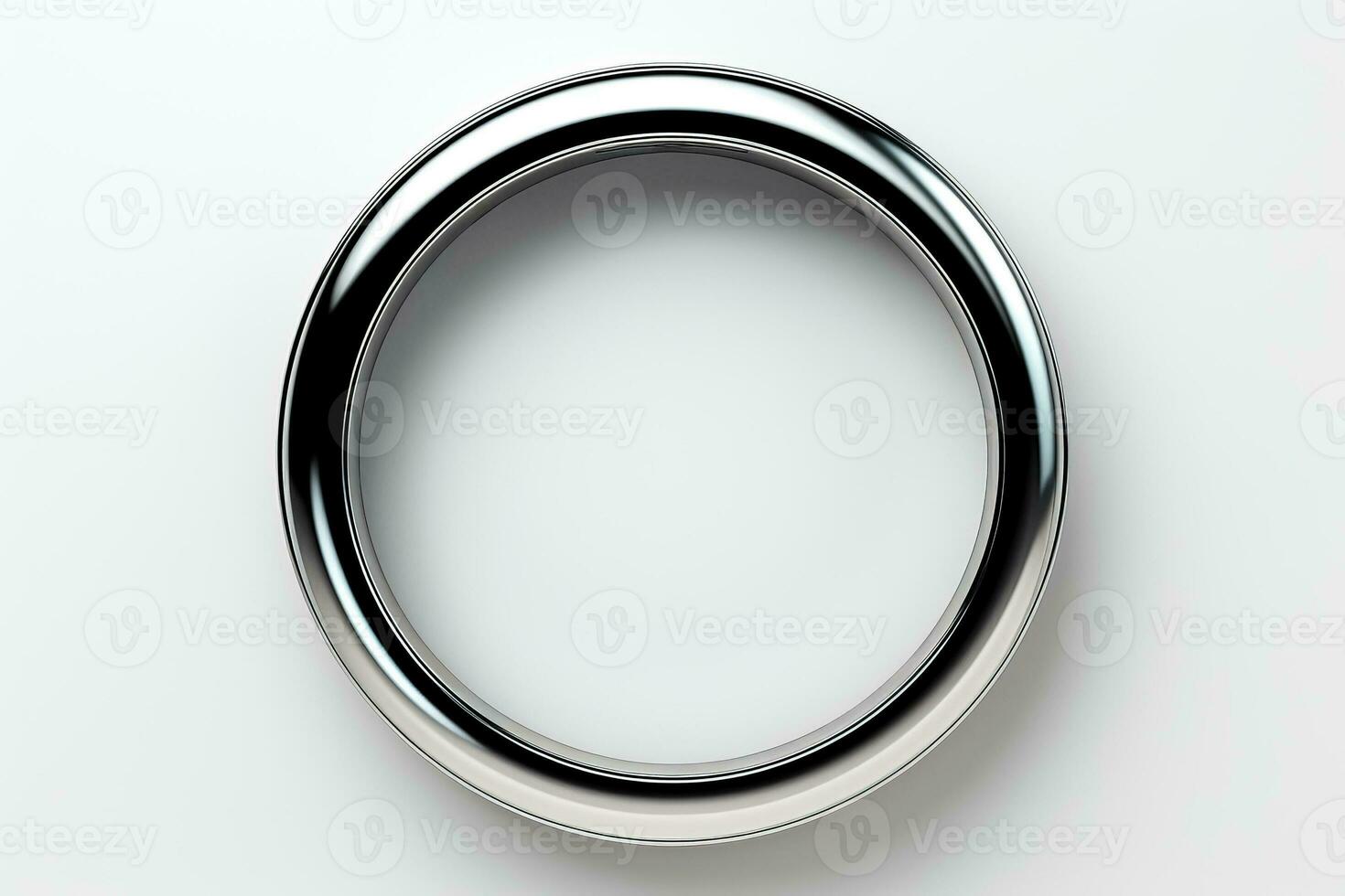 Silver circle with space for text on a white background photo