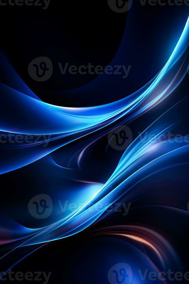 Dark blue abstract background with glowing curve lines modern shiny blue lines pattern illustrating futuristic technology concept photo