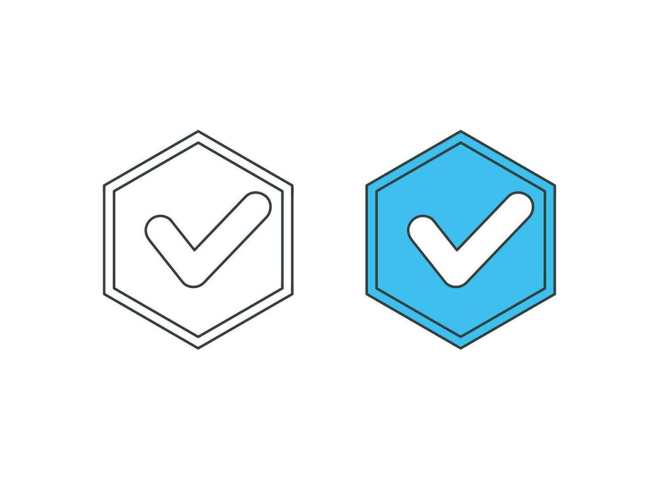 Hexagon check mark linear icon vector illustration