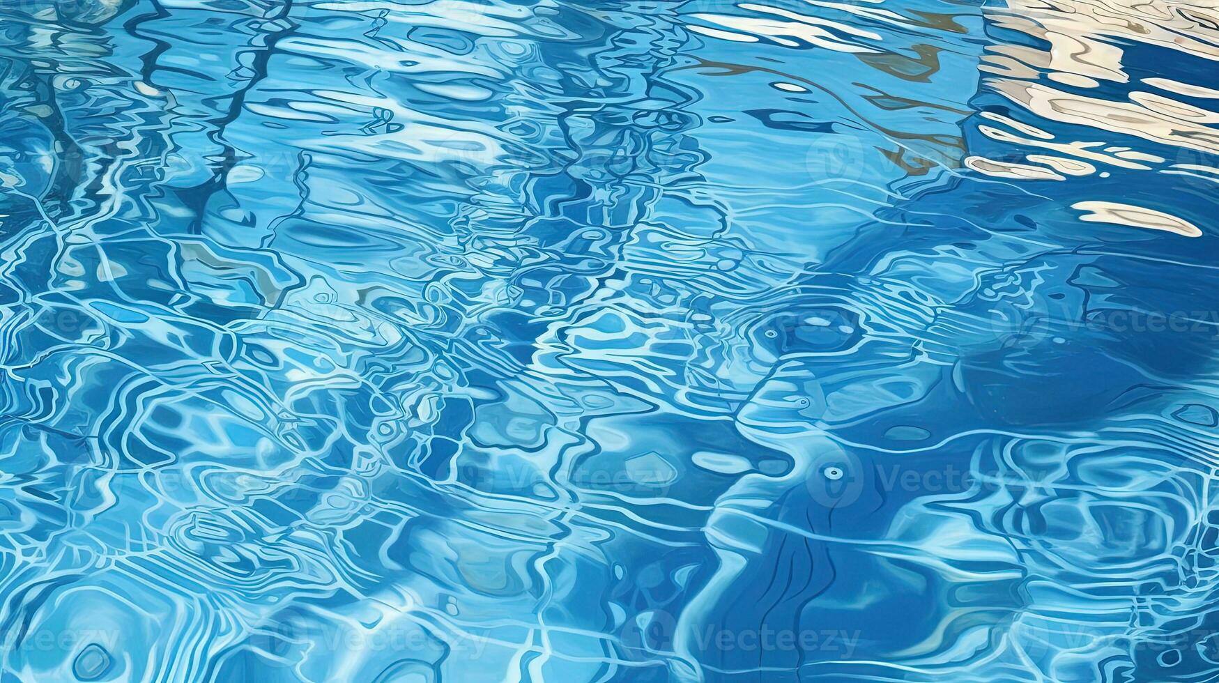 Ripples on the blue pool water. Shiny waves of clean pool water. Generated AI. photo