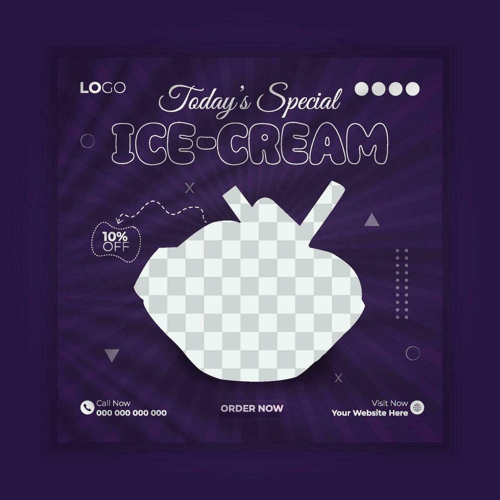 Delicious ice cream social media post banner design vector template