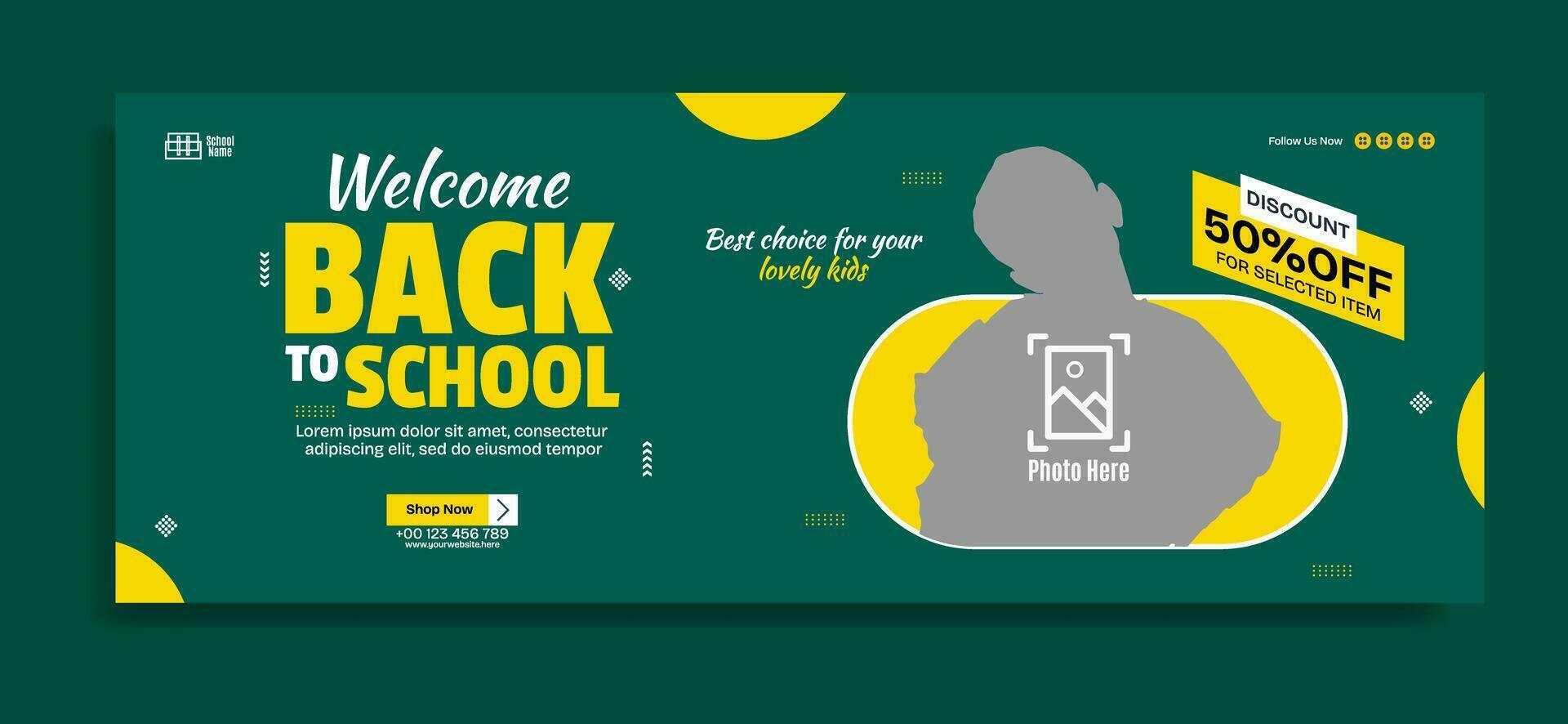Back to school business horizontal banner template design vector
