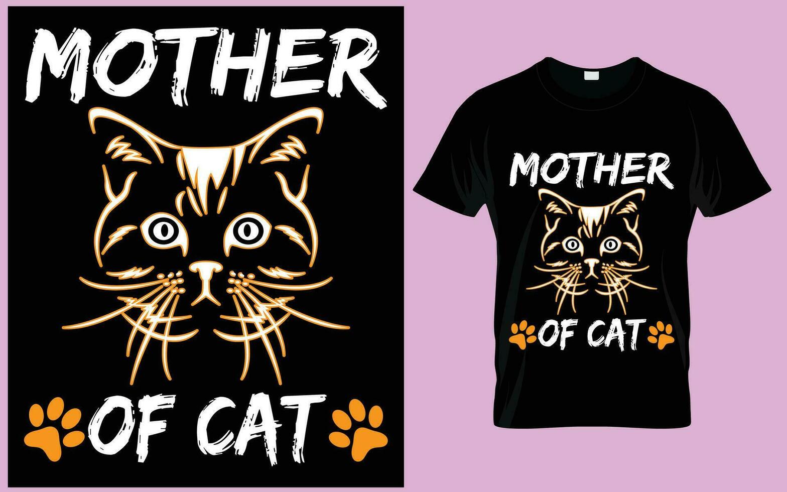 Print Cat Vector T Shirt Design