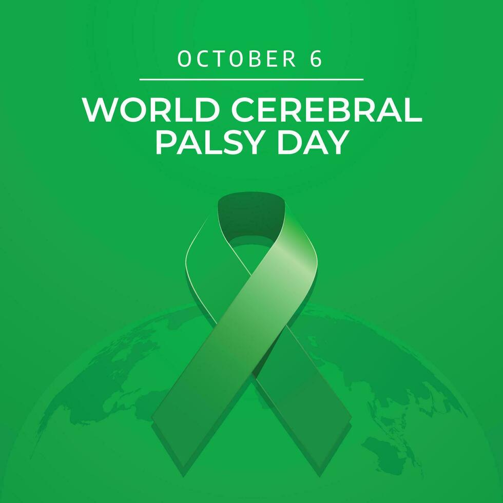 World Cerebral Palsy Day design template good for celebration usage. green ribbon flat design. ribbon design. flat design. vector eps 10.