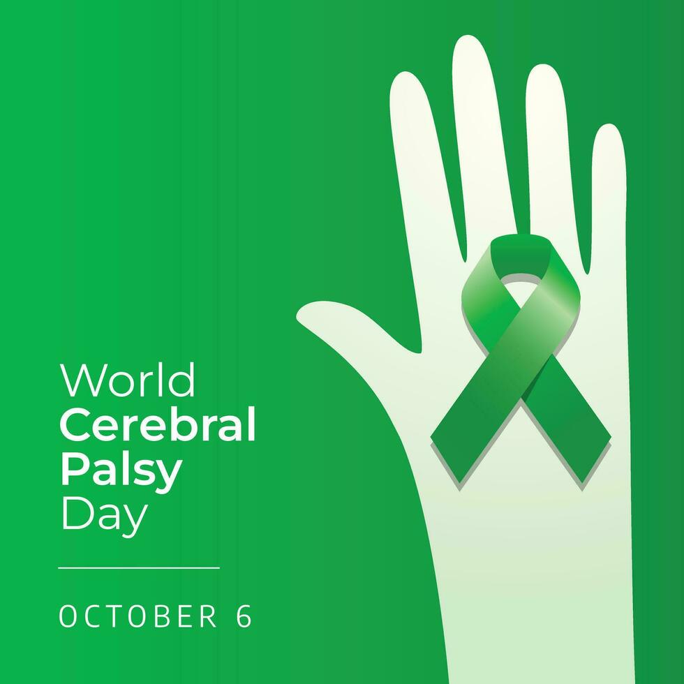 World Cerebral Palsy Day design template good for celebration usage. green ribbon flat design. ribbon design. flat design. vector eps 10.