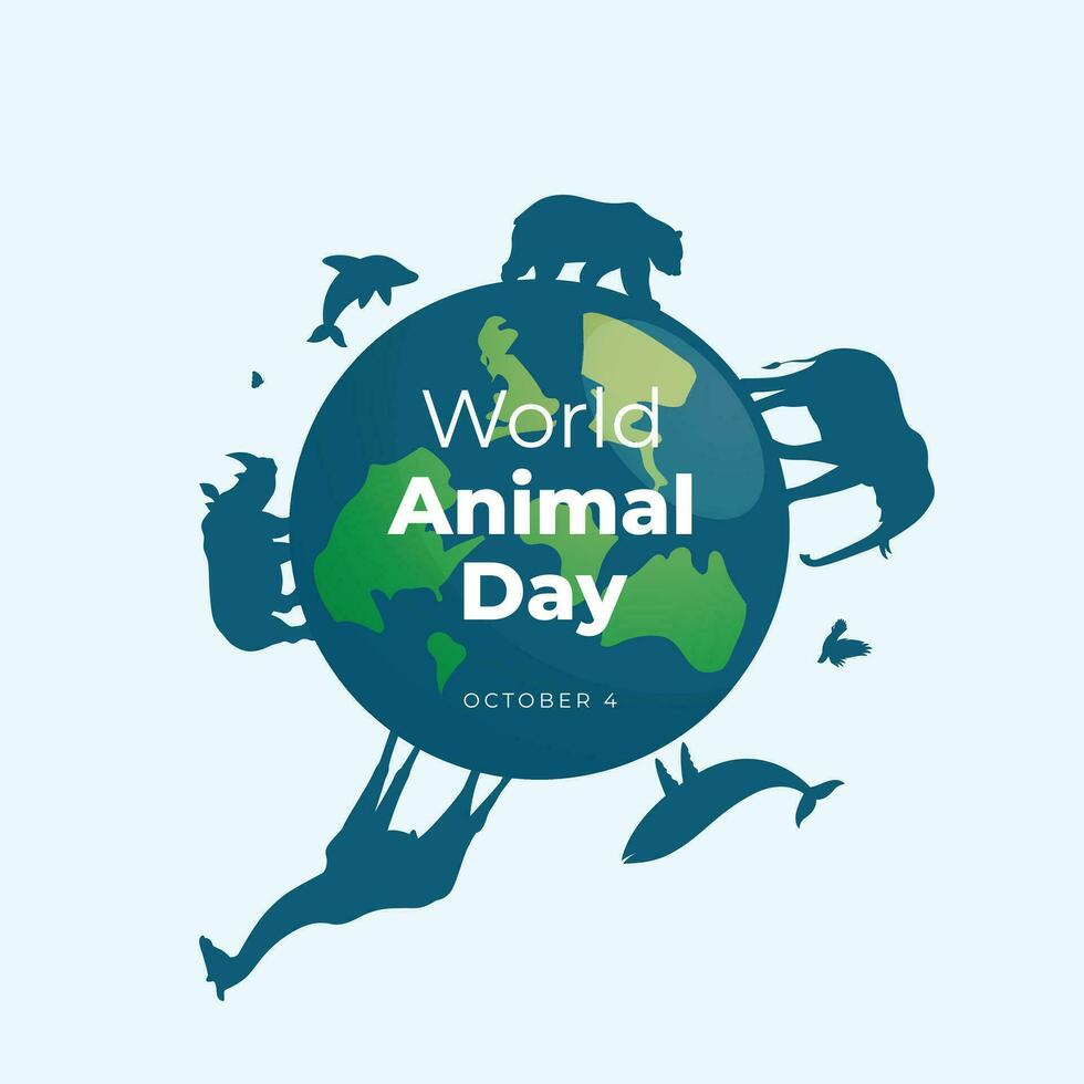 world animal day design template good for celebration usage. animal vector illustration. animal silhouette design. vector eps 10.