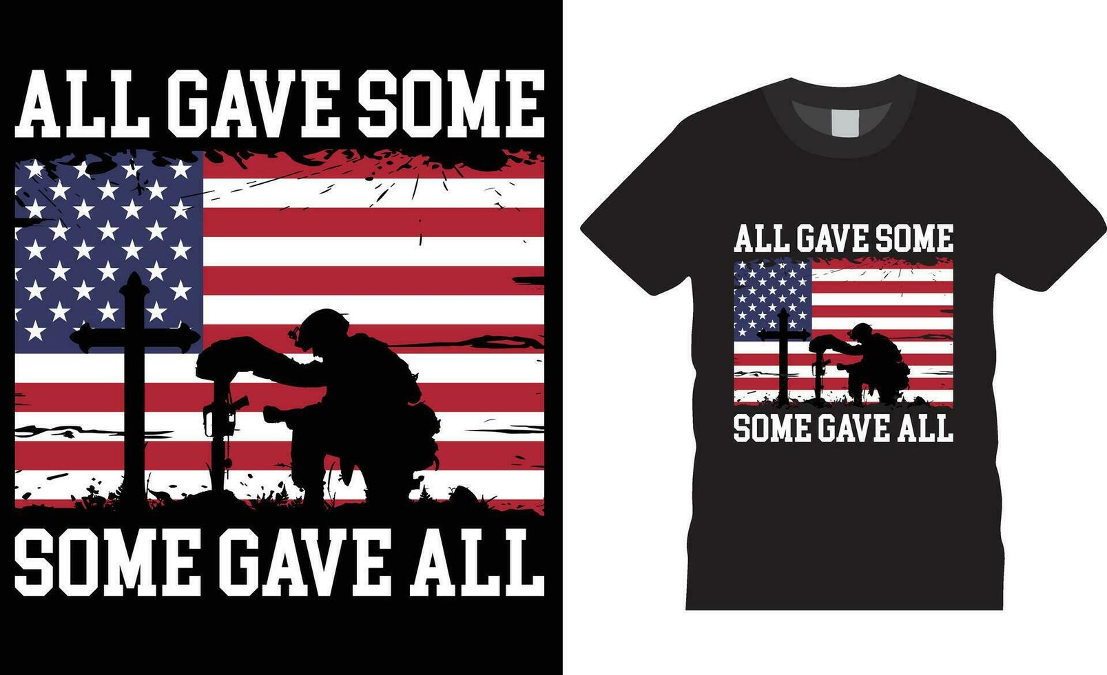 All gave some some gave all American Veteran t-shirt design vector template.